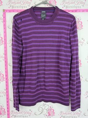 GAP merino wool Purple Striped Long Sleeve Sweater